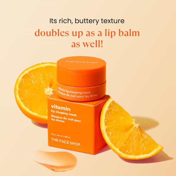 The Face Shop Vitamin C Lip Sleeping Mask - Lightening Korean Balm | Dark Dry Pigmented Lips - 14G