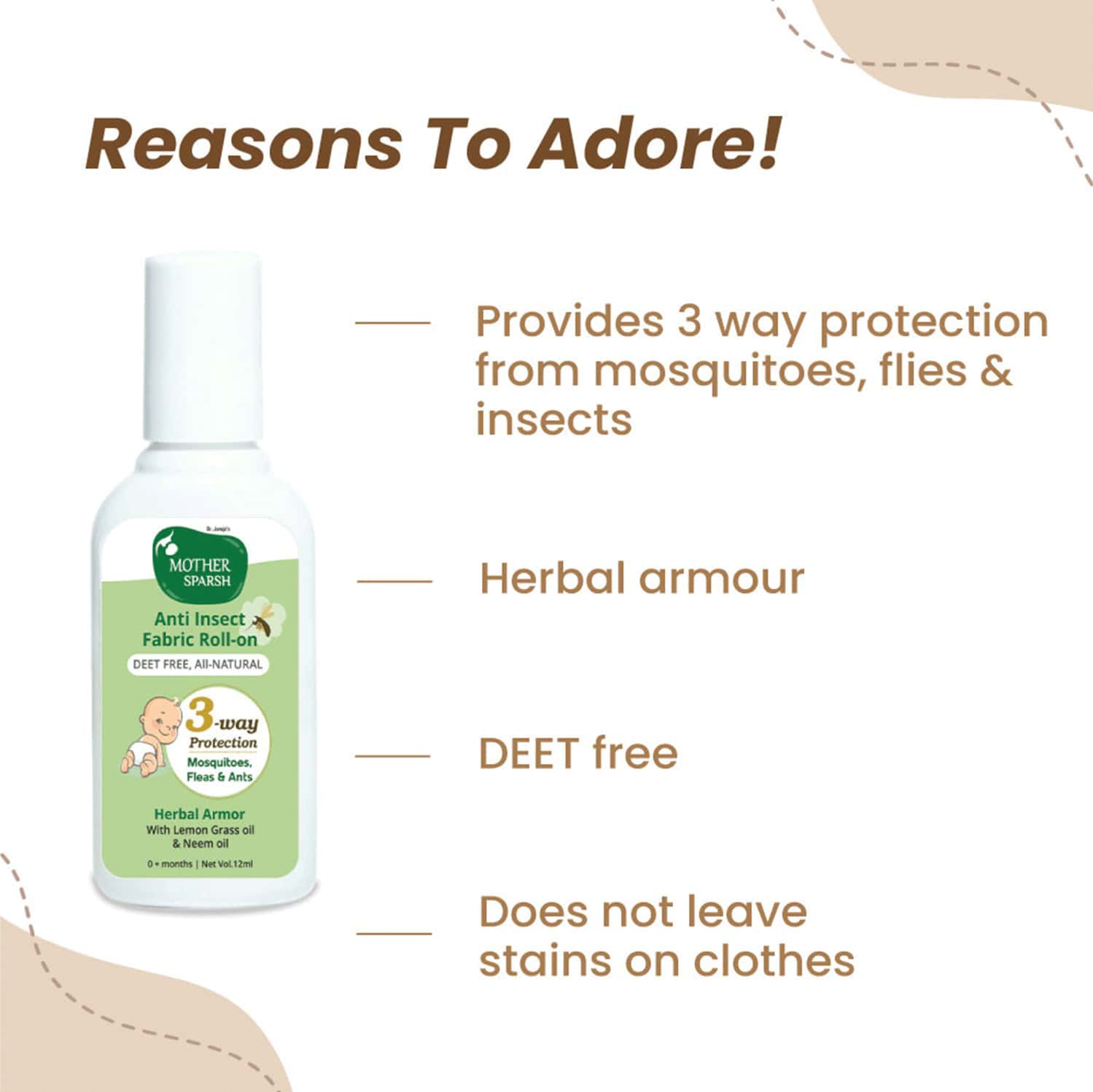 Buy MOTHER SPARSH NATURAL MOSQUITO REPELLENT FABRIC ROLLON FOR BABIES