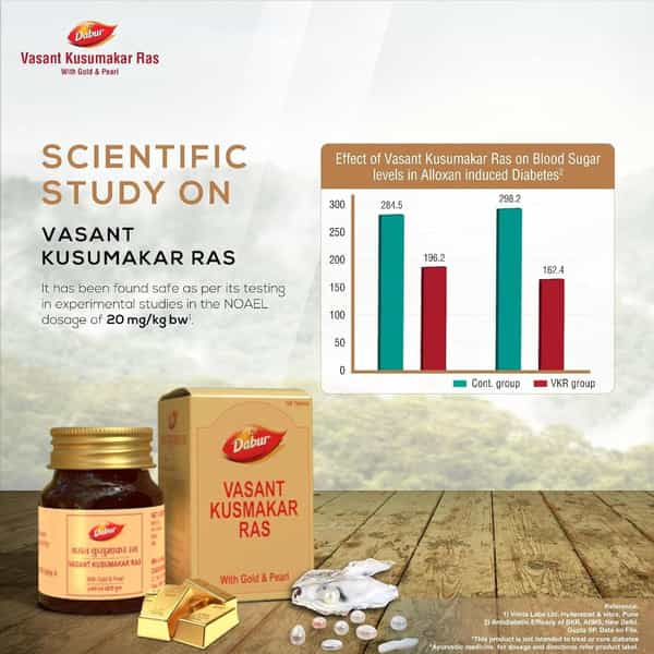 Dabur Ayurveda Vasant Kusumakar Ras With Gold And Pearl - 100 Tablets