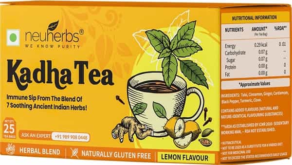 Neuherbs Kadha Tea Lemon Immunity Booster Tea Bags Box Of 25