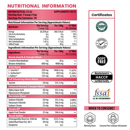 Naturyz Creatine X7 Post Workout Supplement With 7 Blends & Matrix For Lean Body -450g(Mango Orange)