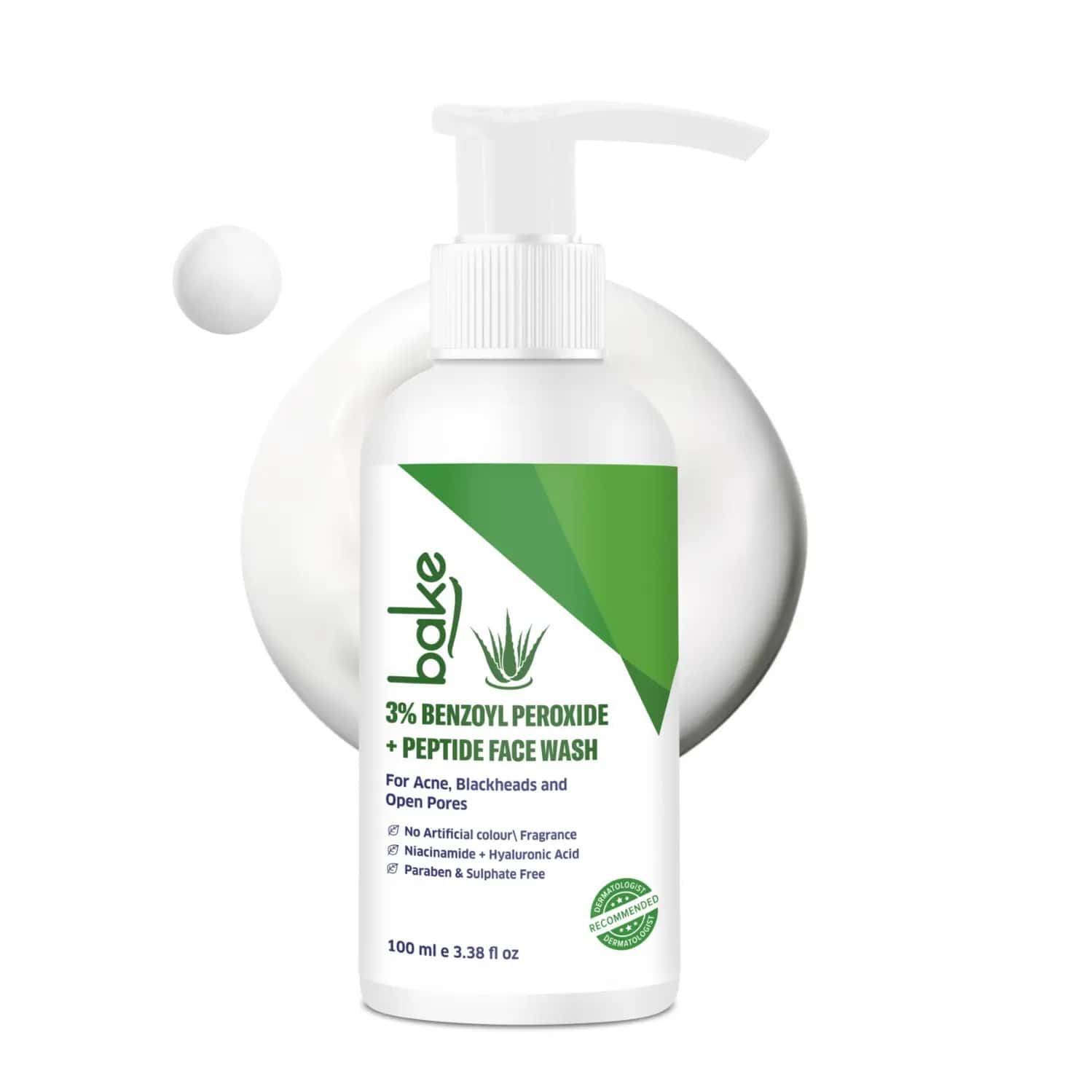 Bake 3% Benzoyl Peroxide + Peptide Face Wash For Acne & Pores (100ml)