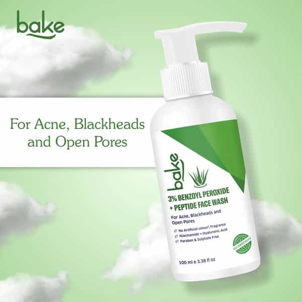 Bake 3% Benzoyl Peroxide + Peptide Face Wash For Acne & Pores (100Ml)