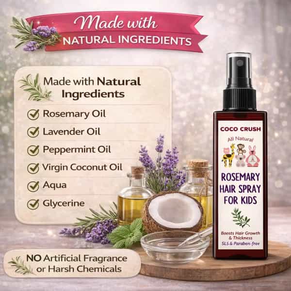 Coco Crush Rosemary & Lavender Hair Growth Spray For Kids | No Chemicals | Scalp Nourishment - 50Ml