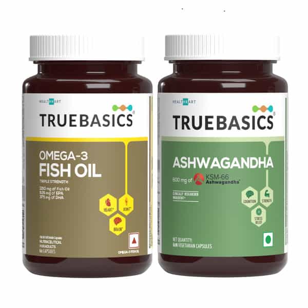 Truebasics Fish Oil + Ashwagandha | 60 Capsule(S)/Pack