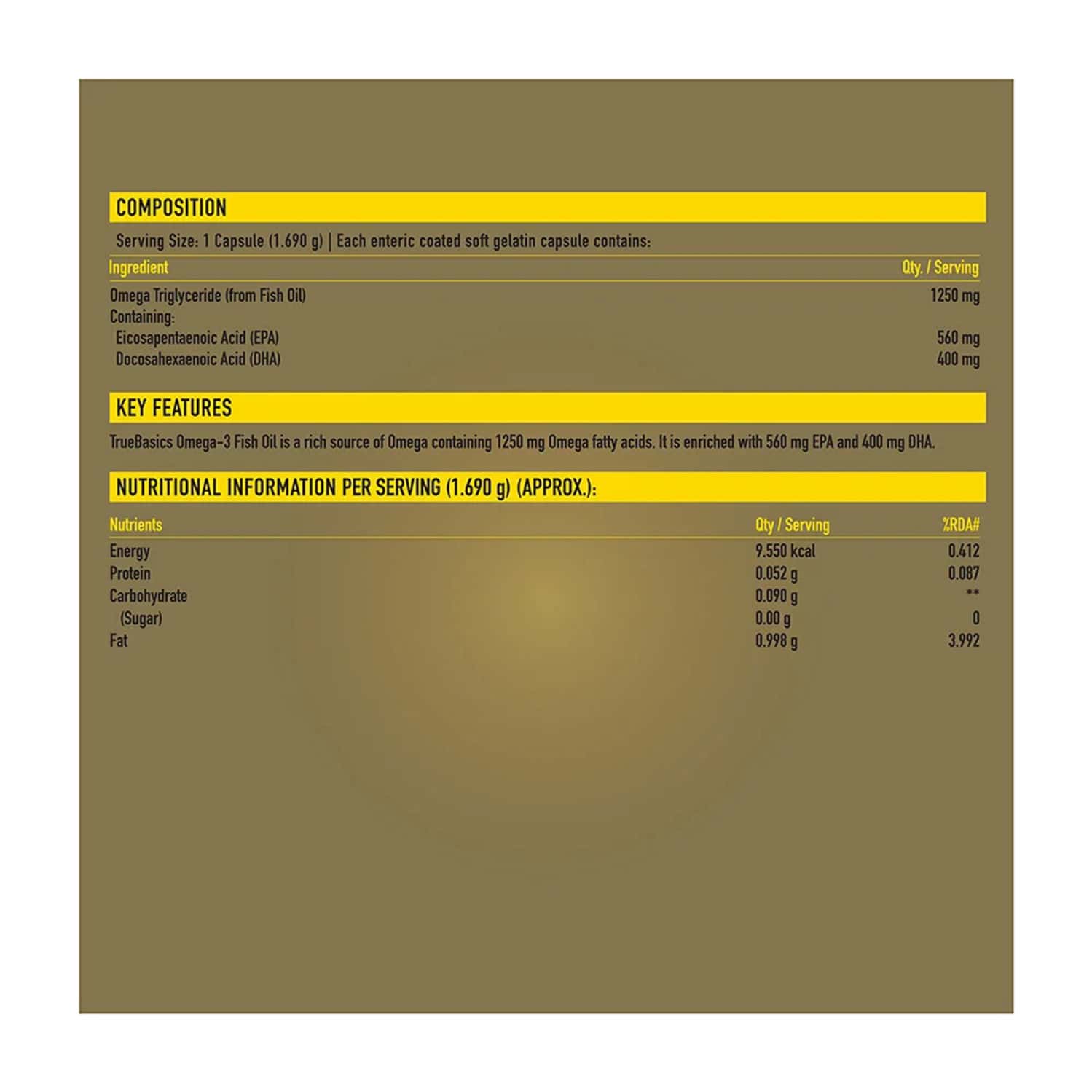 Buy TRUEBASICS FISH OIL + ASHWAGANDHA, 60 CAPSULE(S)/PACK Online & Get