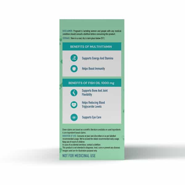 Hk Vitals Fish Oil + Multivitamin (60 Each) + 300Ml Sipper | Epa & Dha | Combo Pack