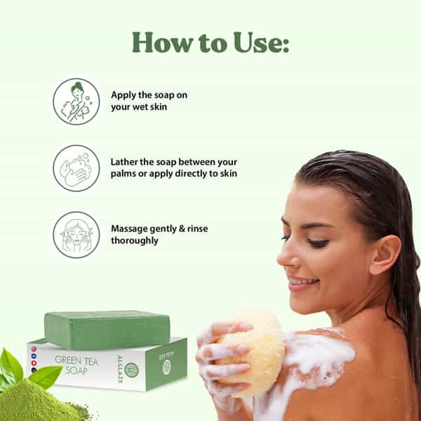 Alglaze Green Tea Soap With Shea Butter & Jojoba Oil | Cleanses| Calms & Nourishes | 100G