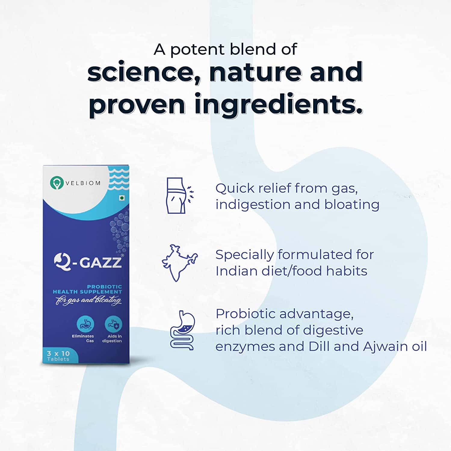 Buy VELBIOM QGAZZ FOR GAS & BLOATING RELIEF Online & Get Upto 60 OFF