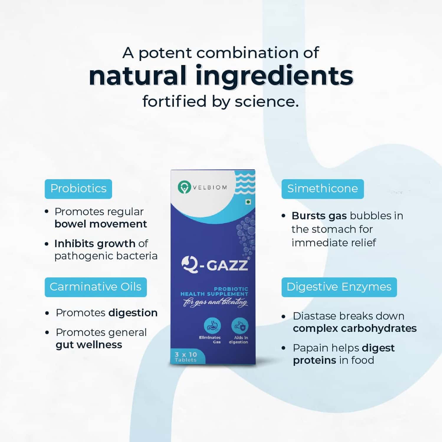 Buy VELBIOM QGAZZ FOR GAS & BLOATING RELIEF Online & Get Upto 60 OFF