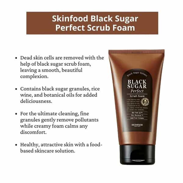 Skinfood Black Sugar Perfect Scrub Foam - Gentle And Effective Scrub - Creamy Foam - 180G