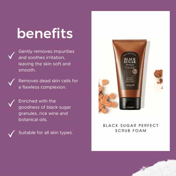 Skinfood Black Sugar Perfect Scrub Foam - Gentle And Effective Scrub - Creamy Foam - 180G