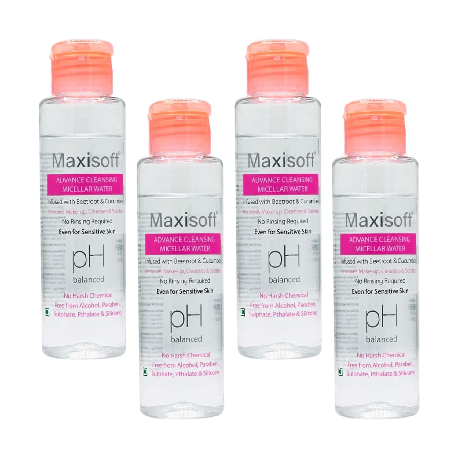 Maxisoft Advance Cleansing Micellar Water | Ph Balanced | Bottle | 100 Ml | Pack Of 4