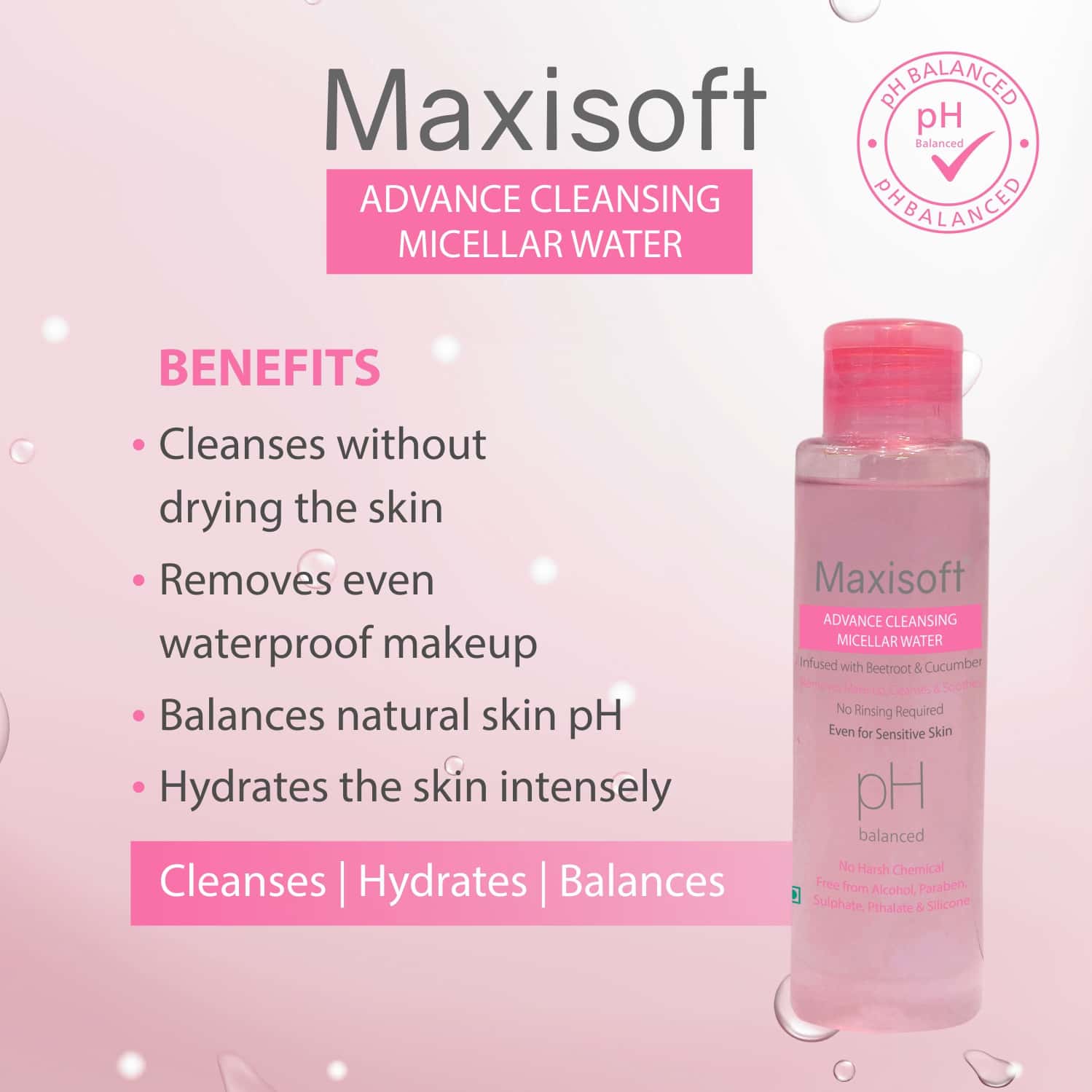 Buy MAXISOFT ADVANCE CLEANSING MICELLAR WATER 100 ML (PACK OF 4) Online