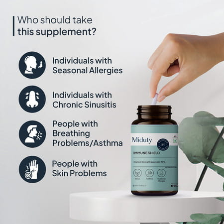 Miduty Immune Shield - Vit C - Zinc - Quercetin - Immunity Booster - Antioxidant - 60 Capsules