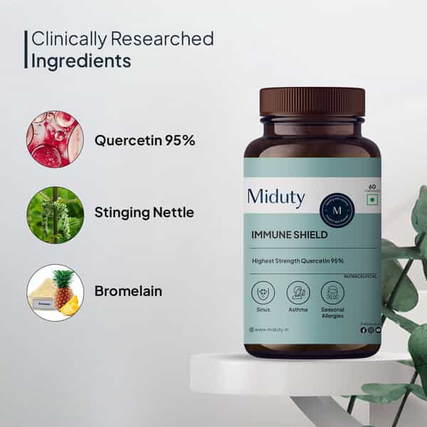 Miduty Immune Shield - Vit C - Zinc - Quercetin - Immunity Booster - Antioxidant - 60 Capsules