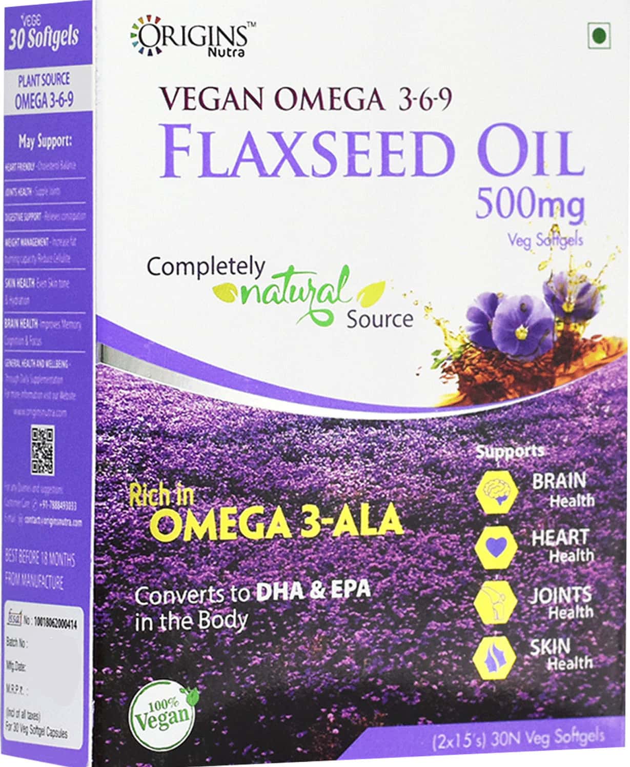Origins Nutra Vegan Omega 3-6-9 Flaxseed Oil (30 Softgels)