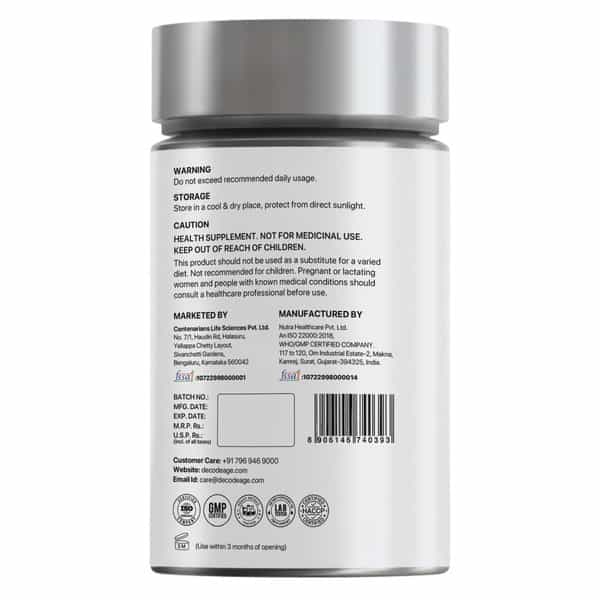 Decode Age Ca Akg Supplement | Calcium Alpha Ketoglutarate | 500Mg | 30 Capsules | Veg