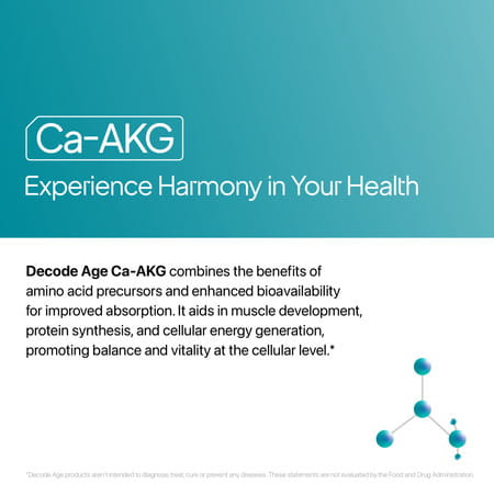 Decode Age Ca Akg Supplement | Calcium Alpha Ketoglutarate | 500mg | 30 Capsules | Veg