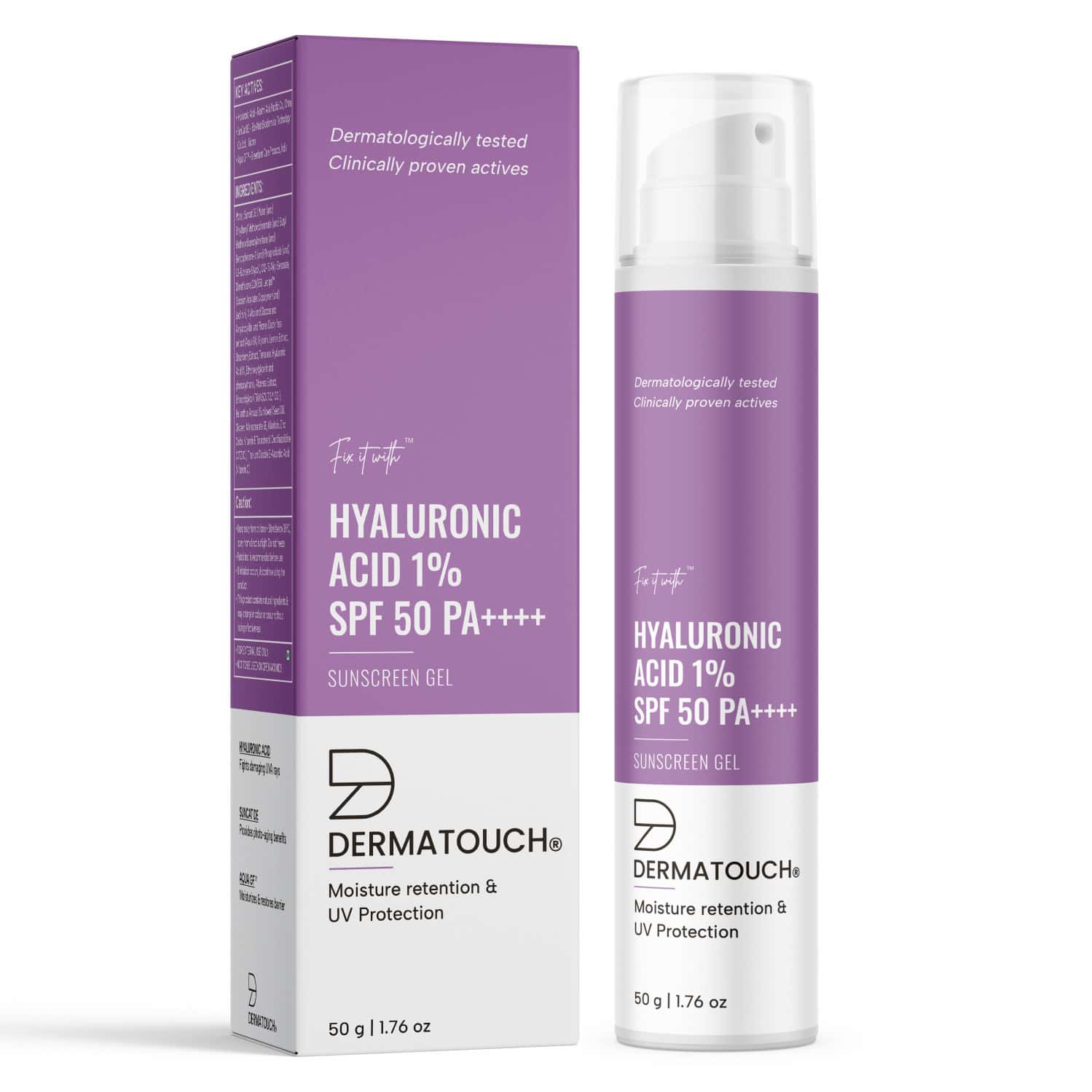 Dermatouch Hyaluronic Sunscreen Hydrating Ultra Light Aqua Gel With Spf 50 Pa++++| For Oily Skin|50g