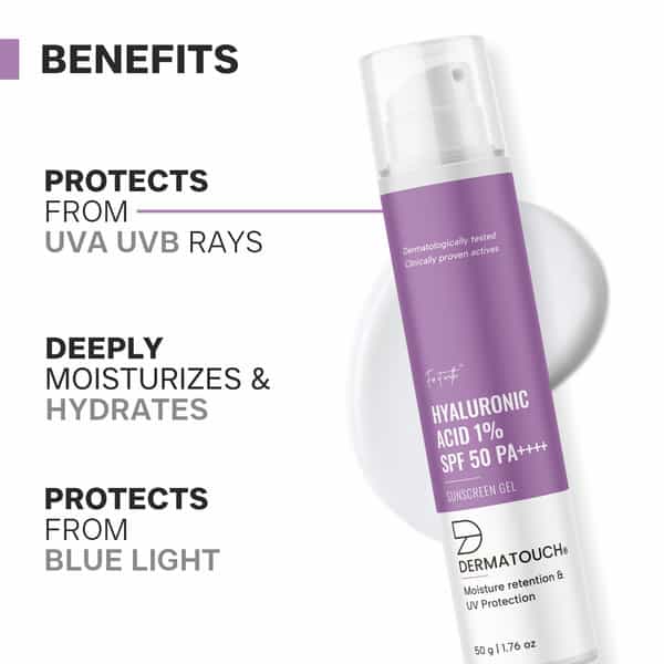 Dermatouch Hyaluronic Sunscreen Hydrating Ultra Light Aqua Gel With Spf 50 Pa++++| For Oily Skin|50G