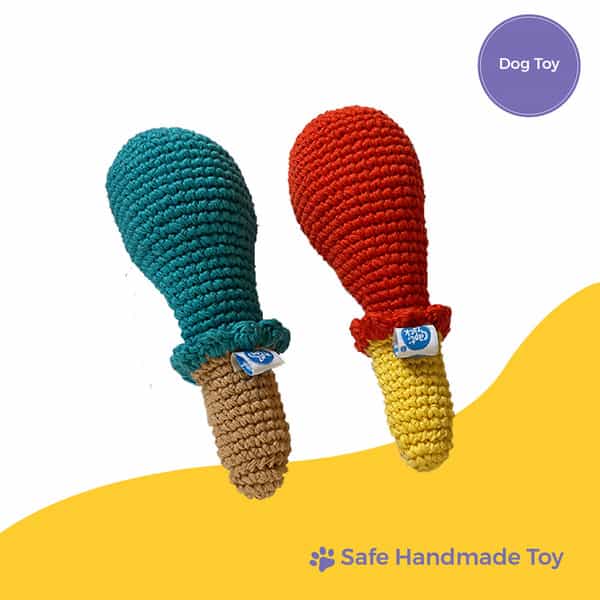 Captain Zack Crochet Chicken Drumstick Dog Toy