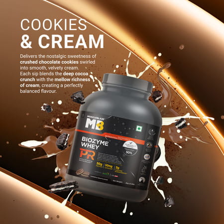 Muscleblaze Biozyme Whey Protein Pr | 30G Protein | Cookies & Cream | 2Kg Trustified Gold Certified