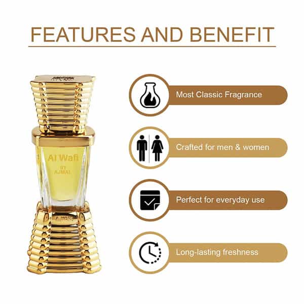 Ajmal Al-Wafi Concentrated Perfume Oil 10Ml Attar For Men & Women + 2 Parfum Testers
