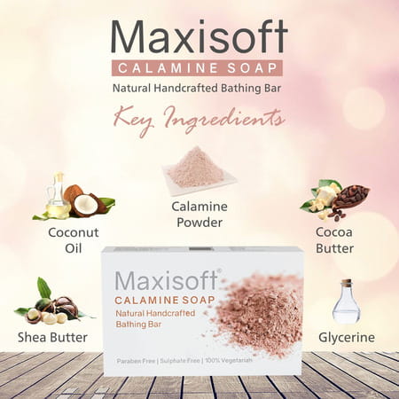 Maxisoft Calamine | Natural Handcrafted | Bathing Bar | 75 Gm | Pack Of 6