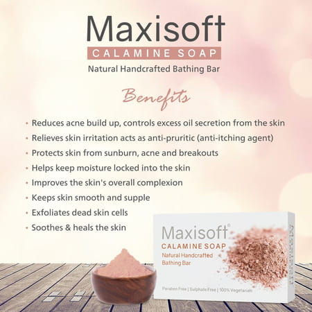 Maxisoft Calamine | Natural Handcrafted | Bathing Bar | 75 Gm | Pack Of 6