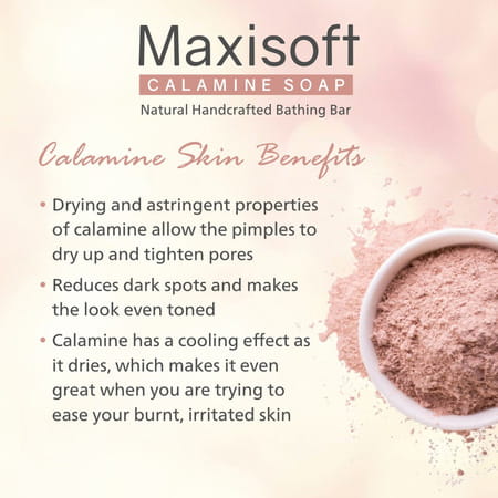 Maxisoft Calamine | Natural Handcrafted | Bathing Bar | 75 Gm | Pack Of 6