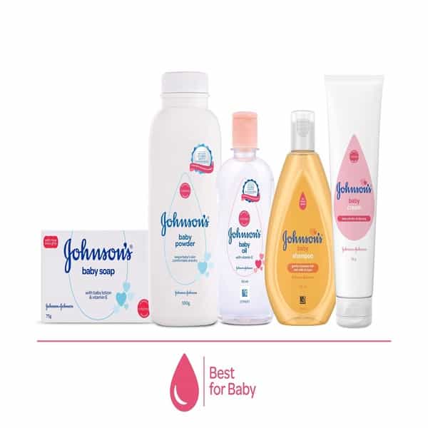 Johnson's Baby Care Collection Baby Gift Box With Organic Cotton Baby T-Shirt - 7 Gift Items