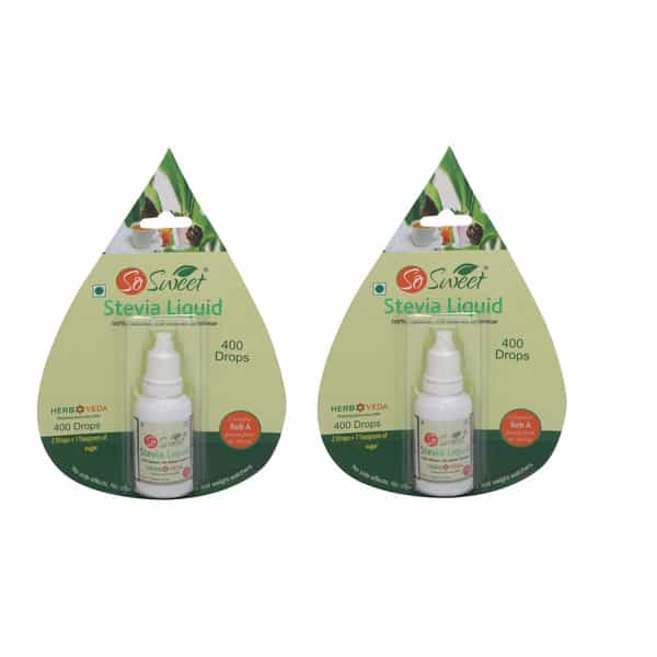 So Sweet Stevia Liquid Sugar Free 400 Drops (200 Serving) - 20Ml | Zero Calorie | (Pack Of 2)