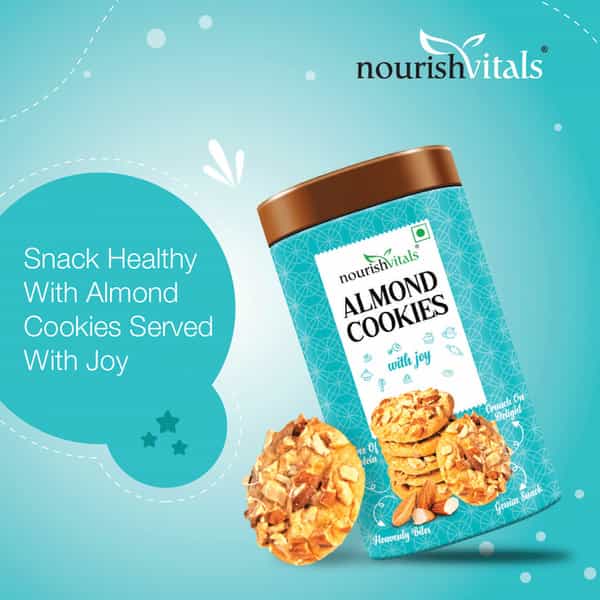 Nourishvitals Pista Cranberry Cookies + Almond Cookies Crunchy Delights Genius Snack 120G Each