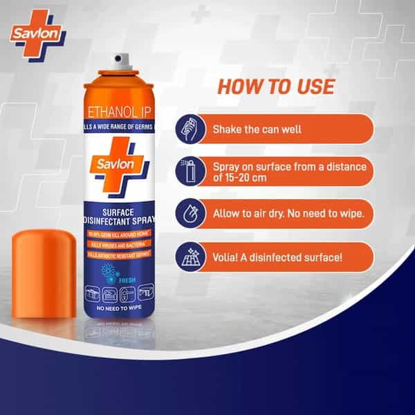 Savlon Surface Disinfectant Spray Sanitizer Germ Protection On Hard & Soft Surfaces 290G (400 Ml)