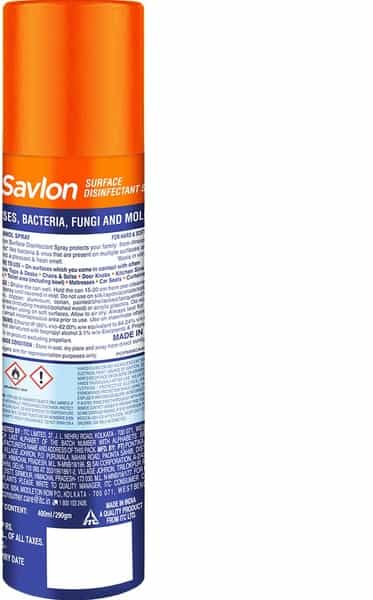 Savlon Surface Disinfectant Spray Sanitizer Germ Protection On Hard & Soft Surfaces 290G (400 Ml)