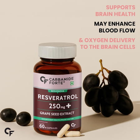 Carbamide Forte Resveratrol With Grape Seed Extract | For Max Absorption - 60 Veg Capsules
