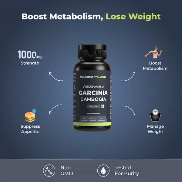 Nutrabay Wellness Garcinia Cambogia Extract For Weight Management - 1000Mg | 60 Veg Capsules