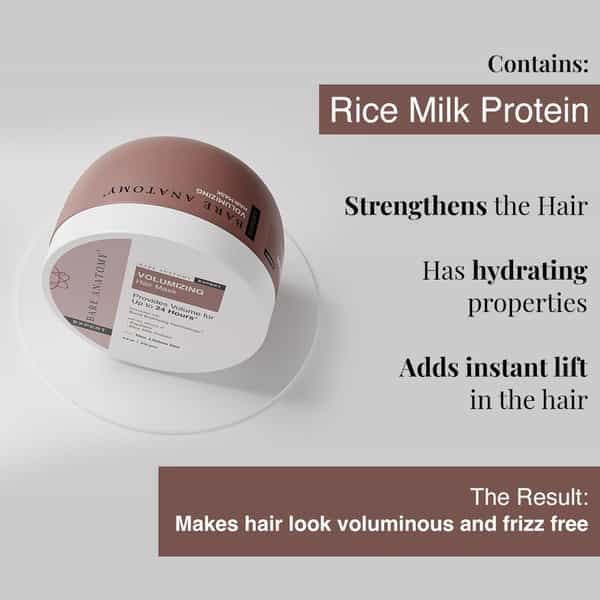 Bare Anatomy Volumizing Hair Mask | Peptides & Rice Milk | Get Thin To Thicker | Healthy Hair 250Gm
