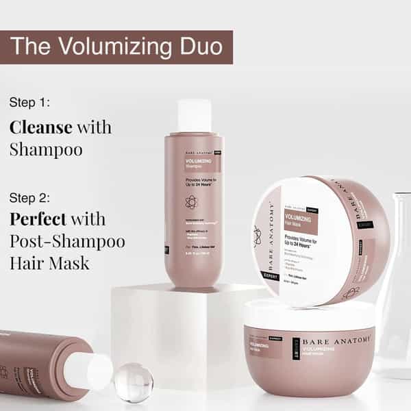 Bare Anatomy Volumizing Hair Mask | Peptides & Rice Milk | Get Thin To Thicker | Healthy Hair 250Gm