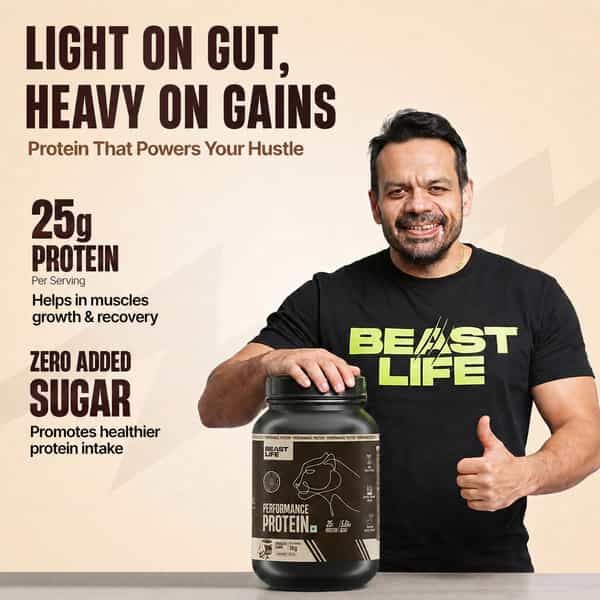Beastlife Performance Yeast Protein Powder | 25G Protein | Cookies & Cream | Easydigest | 1Kg