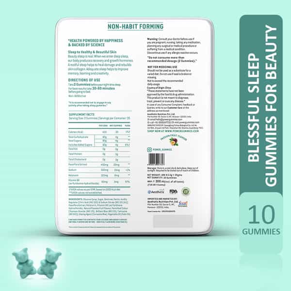 Power Gummies - Blessful Sleep Gummies | Women & Men | Fruit Flavour - 10 Gummies | 5 Day Pack