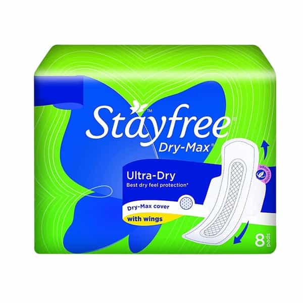 Stayfree Dry-Max Ultra-Dry Napkins With Wings - 8 Pads