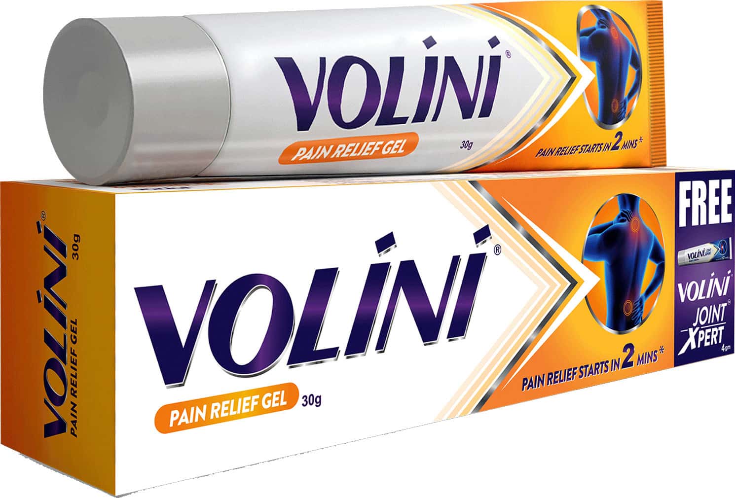 Buy VOLINI PAIN RELIEF GEL 30G WITH VOLINI JOINT XPERT 4G FREE Online