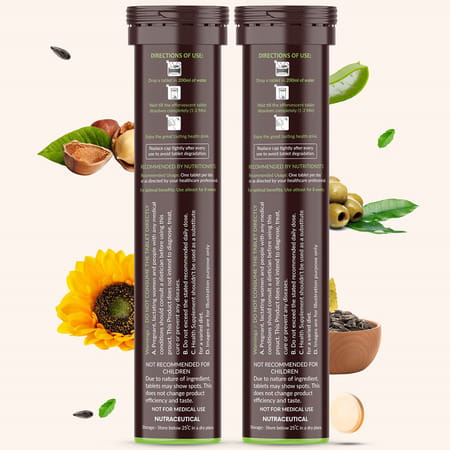 Vegan Greens Plant Based Vitamin E From Sunflower, Aloe Vera, Olive & Argan Oil. 50 Effer., Orange