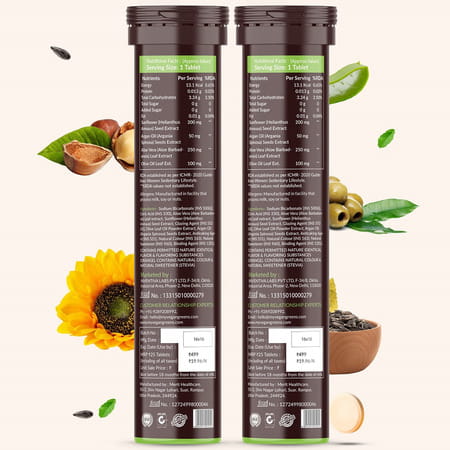 Vegan Greens Plant Based Vitamin E From Sunflower, Aloe Vera, Olive & Argan Oil. 50 Effer., Orange