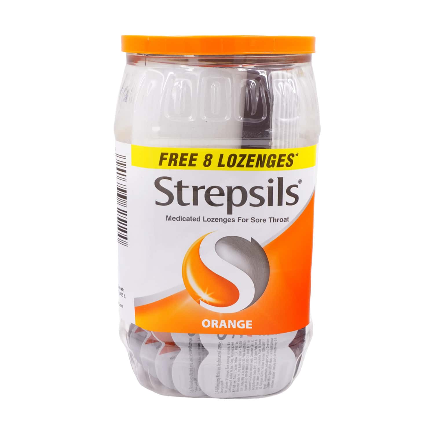 Strepsils Orange Flavour Jar 120 + 8 Free Lozenges