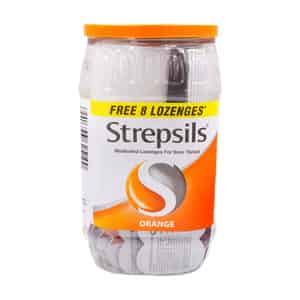 Strepsils Orange Flavour Jar 120 + 8 Free Lozenges