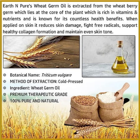 Earth N Pure Wheat Germ Oil 100% Pure Natural And Cold Pressed - 30 Ml (1 Fl. Oz.) (30 Ml)