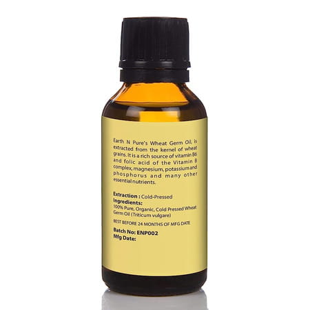 Earth N Pure Wheat Germ Oil 100% Pure Natural And Cold Pressed - 30 Ml (1 Fl. Oz.) (30 Ml)